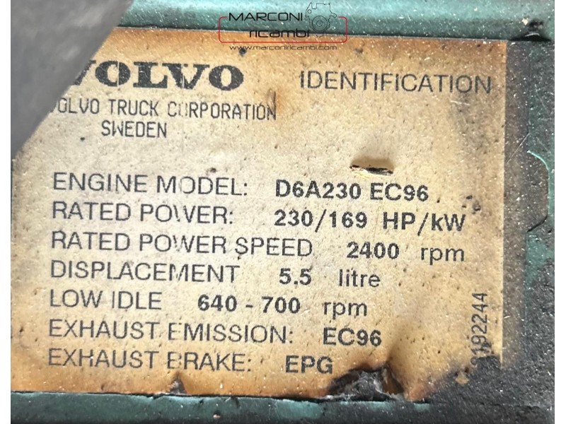 MOTORE VOLVO FL  D6A 230 EC96