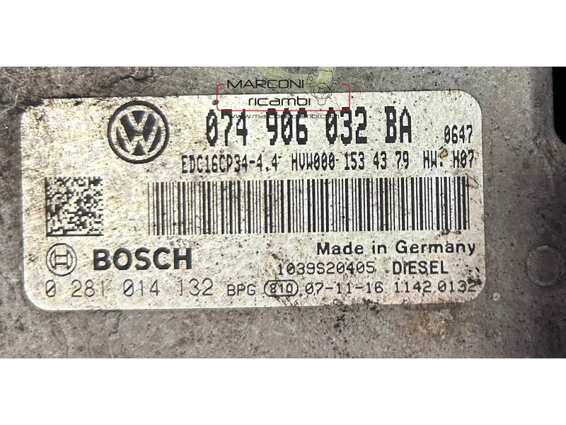 CENTRALINA MOTOTRE VOLKSWAGEN 074 906 032 BA 0 281 014 132