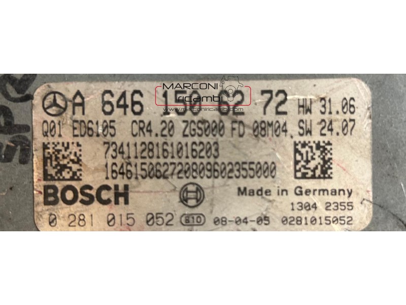 CENTRALINA MOTORE MERCEDES A 646 150 62 72 BOSCH 0 281 015 052