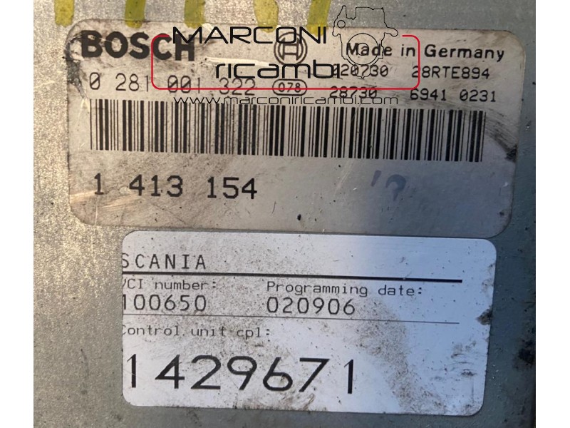 CENTRALINA SCANIA BOSCH 0 281 001 322